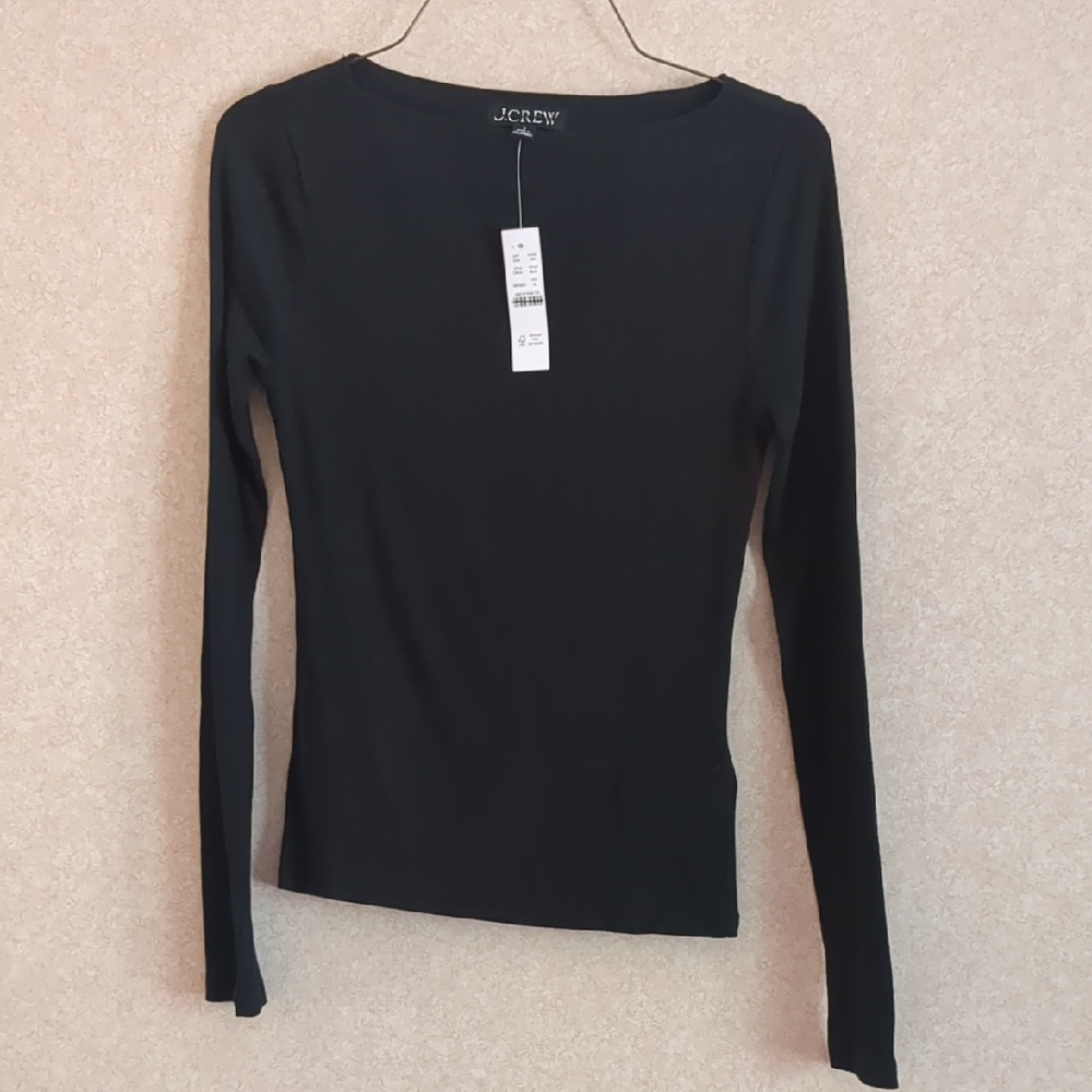 J. Crew Classic Ribbed Black Long Sleeve Tee
